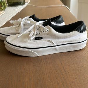 Vans Eras laced White with black perforated leather accents
